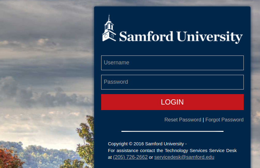 Samford University Secure Login